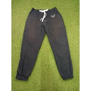 True Religion World Tour Jogger Pants Mens Medium Black Tapered Leg Drawstring